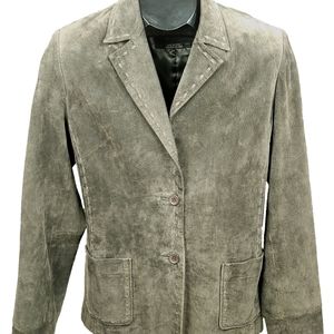CRUZE 100% Genuine Suede Notch Collar Jacket Size 2 Sage Color